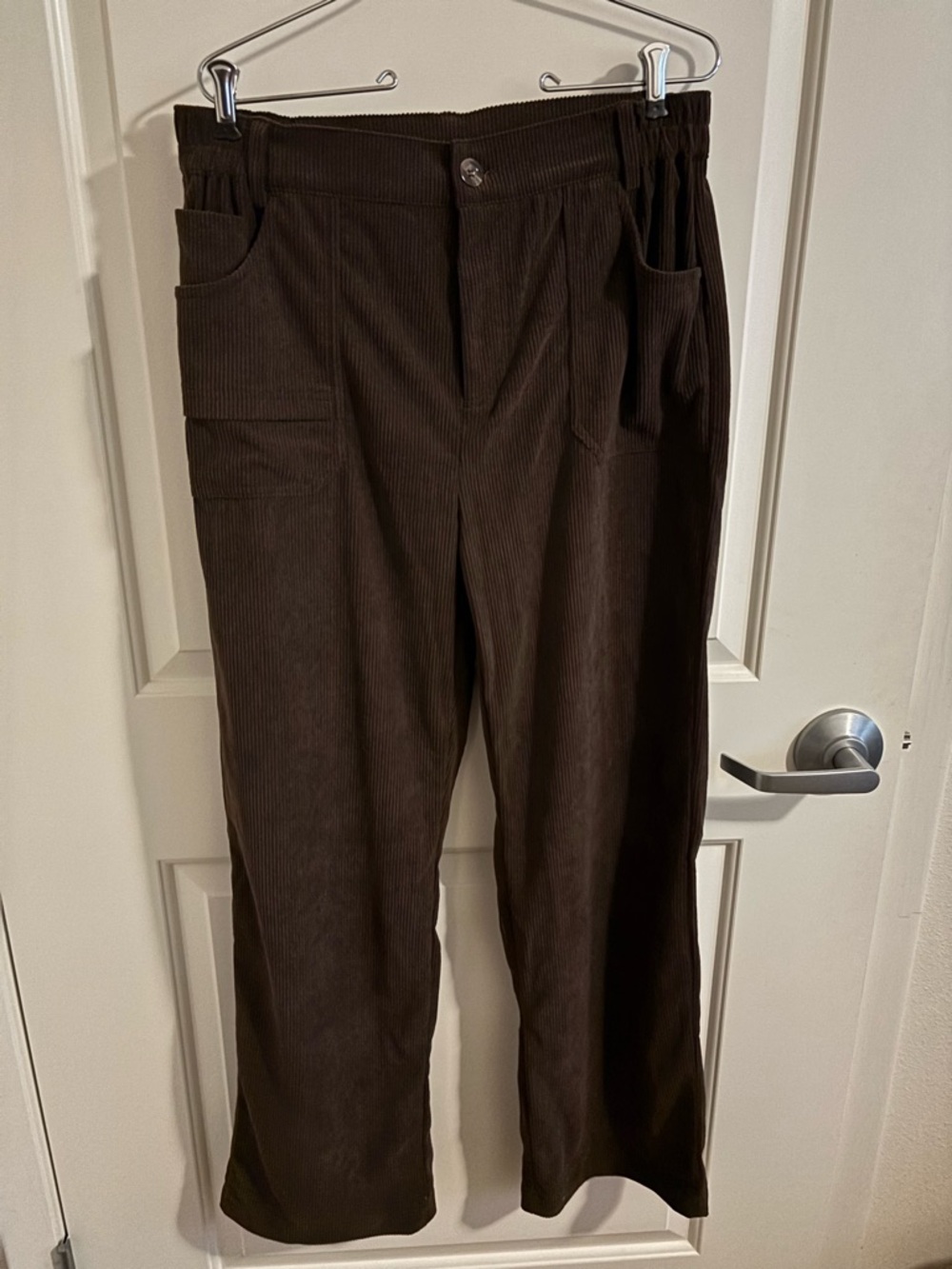 Halara NWT Brown Corduroy Zipper Pants with Pockets, Trousers, Size Large